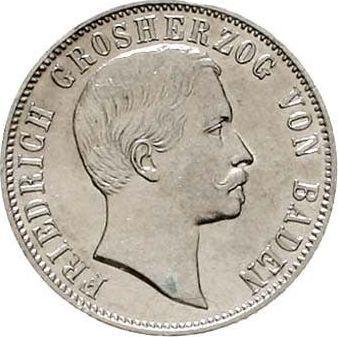 Аверс монеты - 1/2 гульдена 1862 года - цена серебряной монеты - Баден, Фридрих I