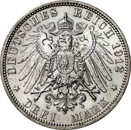 Rewers monety - 3 marki 1912 J "Hamburg" - cena srebrnej monety - Niemcy, Cesarstwo Niemieckie