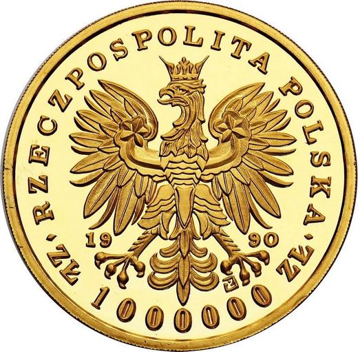Аверс монеты - 1000000 злотых 1990 года "Фридерик Шопен" - цена золотой монеты - Польша, III Республика до деноминации