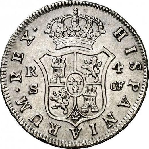 Реверс монеты - 4 реала 1774 года S CF - цена серебряной монеты - Испания, Карл III