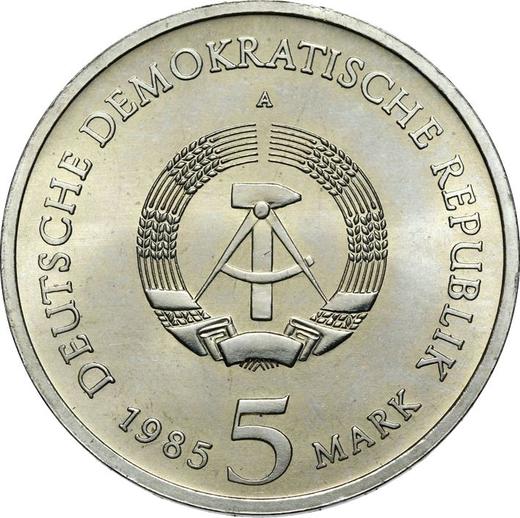 Reverso 5 marcos 1985 A "Zwinger" - valor de la moneda  - Alemania, República Democrática Alemana (RDA)