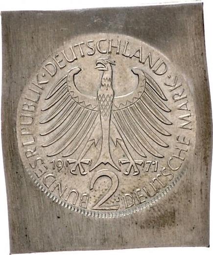 Reverso 2 marcos 1971 J "Max Planck" Klippe - valor de la moneda  - Alemania, RFA