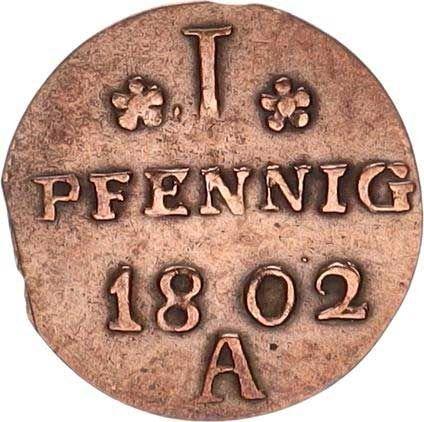 Реверс монеты - 1 пфенниг 1802 года A - цена серебряной монеты - Пруссия, Фридрих Вильгельм III