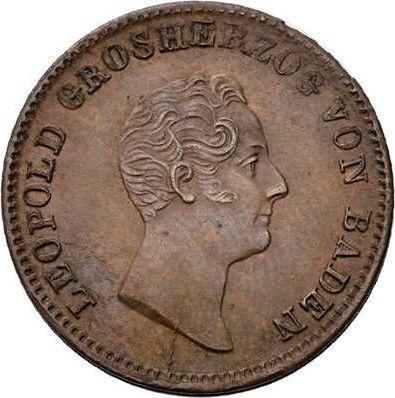 Аверс монеты - 1 крейцер 1839 года - цена  монеты - Баден, Леопольд
