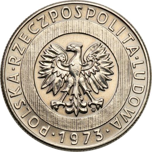 Аверс монеты - Пробные 20 злотых 1973 года MW "Небоскреб и колосья" Никель - цена  монеты - Польша, Народная Республика
