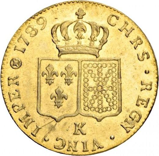 Reverse Double Louis d'Or 1789 K "Type 1785-1792" Bordeaux - France, Louis XVI
