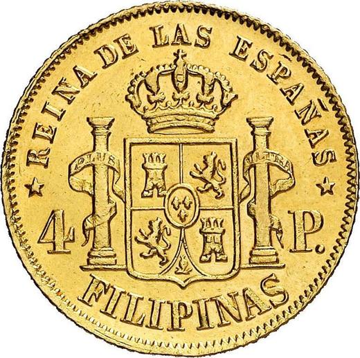 Rewers monety - 4 peso 1865 - cena złotej monety - Filipiny, Izabela II