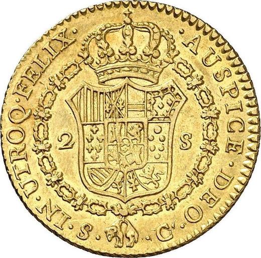 Reverse 2 Escudos 1788 S C - Spain, Charles III