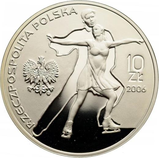 Obverse 10 Zlotych 2006 MW RK "XXth Olympic Winter Games - Turin 2006" Figure skating - Silver Coin Value - Poland, III Republic after denomination