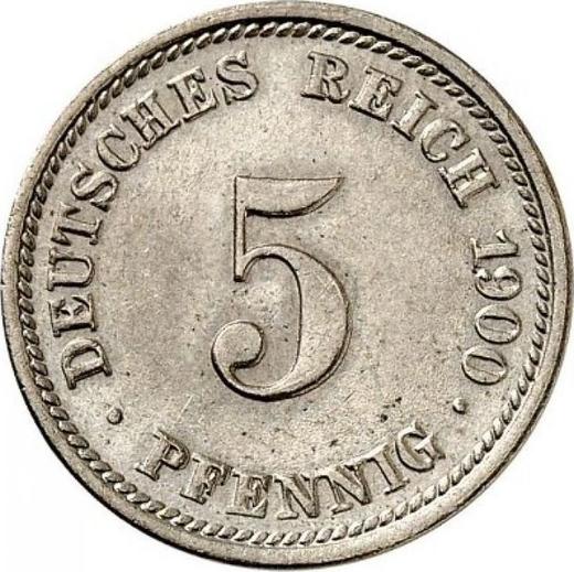 Аверс монеты - 5 пфеннигов 1900 года D "Тип 1890-1915" - цена  монеты - Германия, Германская Империя