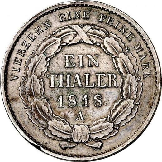 Rewers monety - Próba Talar 1818 A - cena srebrnej monety - Prusy, Fryderyk Wilhelm III