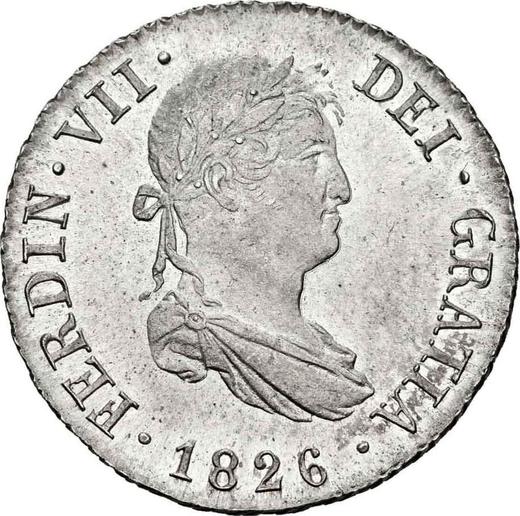 Аверс монеты - 2 реала 1826 года M AJ - цена серебряной монеты - Испания, Фердинанд VII