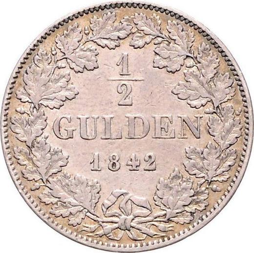 Реверс монеты - 1/2 гульдена 1842 года - цена серебряной монеты - Бавария, Людвиг I