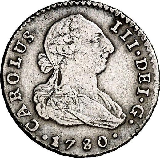 Аверс монеты - 1 реал 1780 года S CF - цена серебряной монеты - Испания, Карл III