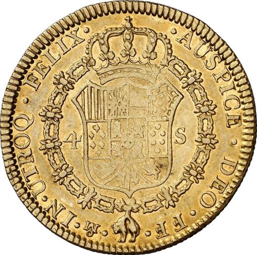 Реверс монеты - 4 эскудо 1782 года Mo FF - цена золотой монеты - Мексика, Карл III
