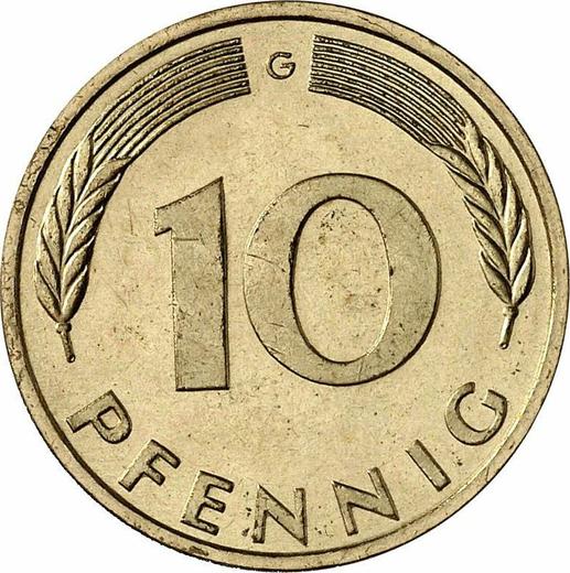Аверс монеты - 10 пфеннигов 1988 года G - цена  монеты - Германия, ФРГ