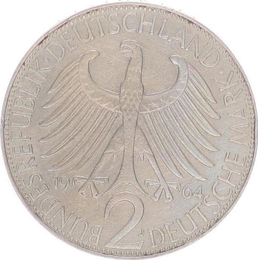Reverso 2 marcos 1964 J "Max Planck" - valor de la moneda  - Alemania, RFA