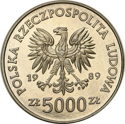 Anverso Pruebas 5000 eslotis 1989 MW ET "Toruń - Nicolás Copérnico" Níquel - valor de la moneda  - Polonia, República Popular