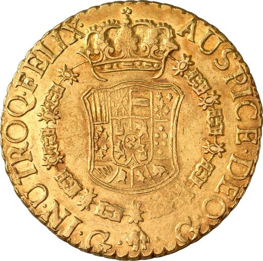 Реверс монеты - 8 эскудо 1768 года G - цена золотой монеты - Гватемала, Карл III
