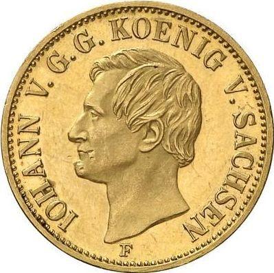 Аверс монеты - 1 крона 1857 года F - цена золотой монеты - Саксония-Альбертина, Иоганн