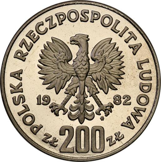 Obverse Pattern 200 Zlotych 1982 MW JMN "XII World Cup FIFA - Spain 1982" Nickel -  Coin Value - Poland, Peoples Republic