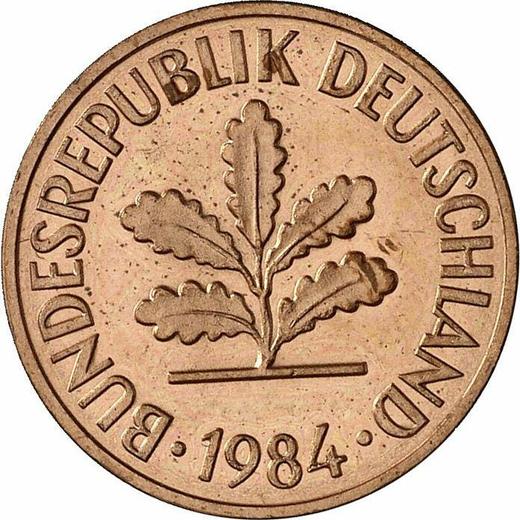Реверс монеты - 2 пфеннига 1984 года F - цена  монеты - Германия, ФРГ