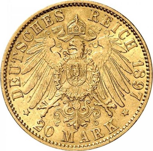 Реверс монеты - 20 марок 1897 года J "Гамбург" - цена золотой монеты - Германия, Германская Империя