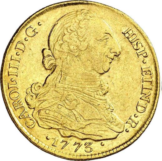 Awers monety - 4 escudo 1773 P JS - cena złotej monety - Kolumbia, Karol III