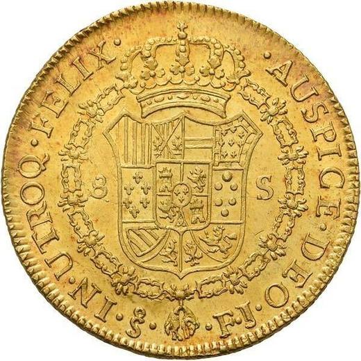 Reverso 8 escudos 1803 So FJ - valor de la moneda de oro - Chile, Carlos IV