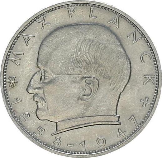 Awers monety - 2 marki 1970 F "Max Planck" - cena  monety - Niemcy, RFN