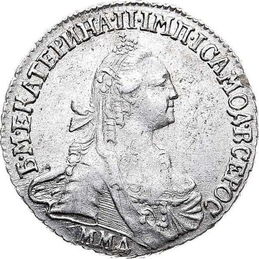 Anverso 15 kopeks 1769 ММД "Sin bufanda" - valor de la moneda de plata - Rusia, Catalina II de Rusia 