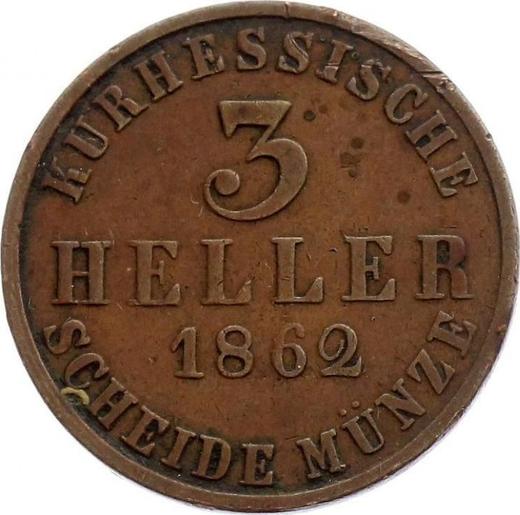 Реверс монеты - 3 геллера 1862 года - цена  монеты - Гессен-Кассель, Фридрих Вильгельм I