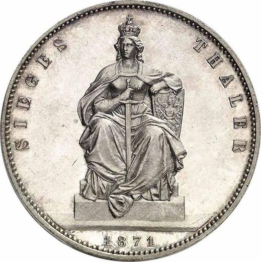 Reverso Tálero 1871 A "Victoria en la guerra" - valor de la moneda de plata - Prusia, Guillermo I