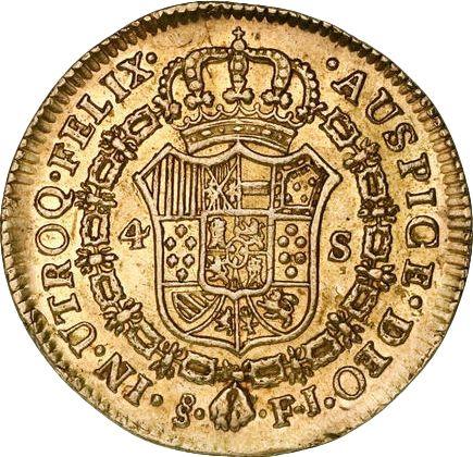 Revers 4 Escudos 1808 So FJ - Goldmünze Wert - Chile, Karl IV