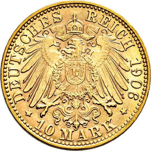 Реверс монеты - 10 марок 1906 года J "Гамбург" - цена золотой монеты - Германия, Германская Империя