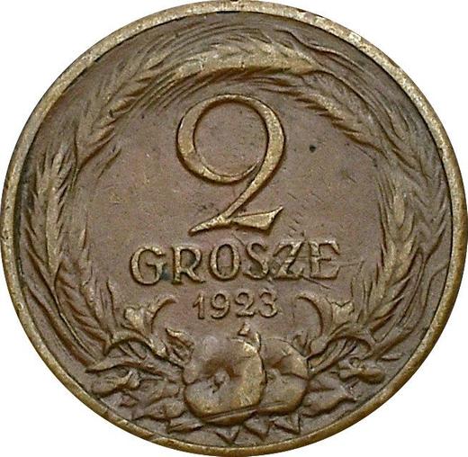 Reverso Pruebas 2 groszy 1923 Bronce - valor de la moneda  - Polonia, Segunda República