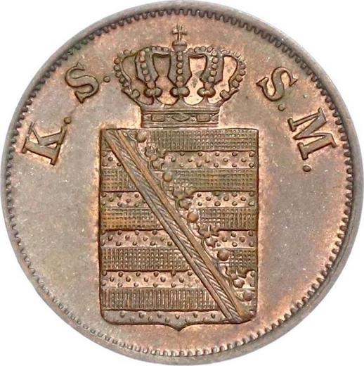 Аверс монеты - 2 пфеннига 1849 года F - цена  монеты - Саксония, Фридрих Август II