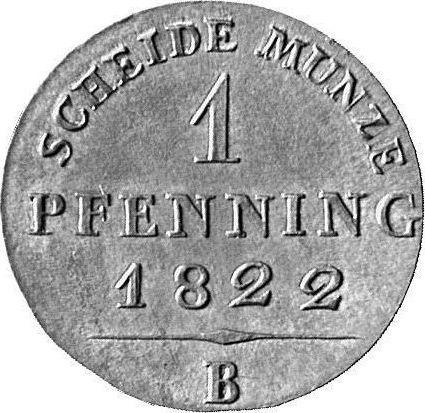 Реверс монеты - 1 пфенниг 1822 года B - цена  монеты - Пруссия, Фридрих Вильгельм III