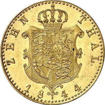 Reverso 10 táleros 1844 B - valor de la moneda de oro - Hannover, Ernesto Augusto 