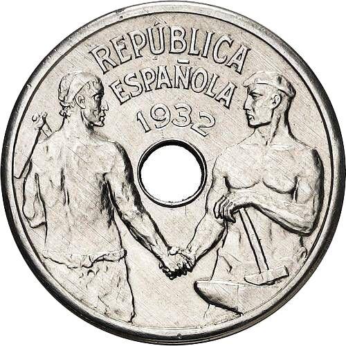 Аверс монеты - Пробные 25 сентимо 1932 года - цена  монеты - Испания, II Республика