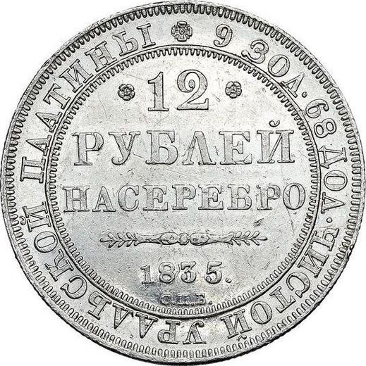 Rewers monety - 12 rubli 1835 СПБ - cena platynowej monety - Rosja, Mikołaj I
