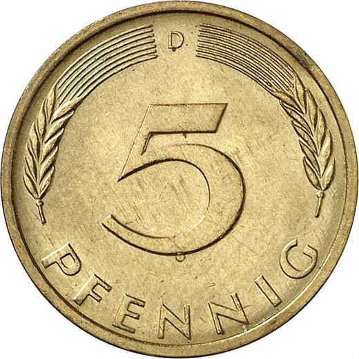 Аверс монеты - 5 пфеннигов 1973 года D - цена  монеты - Германия, ФРГ