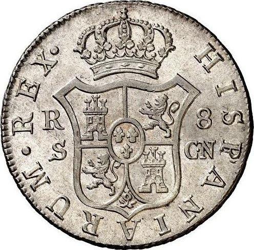 Реверс монеты - 8 реалов 1808 года S CN - цена серебряной монеты - Испания, Фердинанд VII