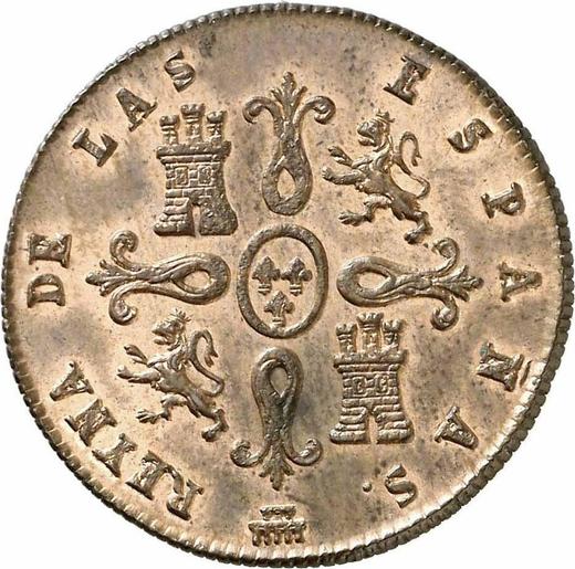 Reverso 4 maravedíes 1838 - valor de la moneda  - España, Isabel II