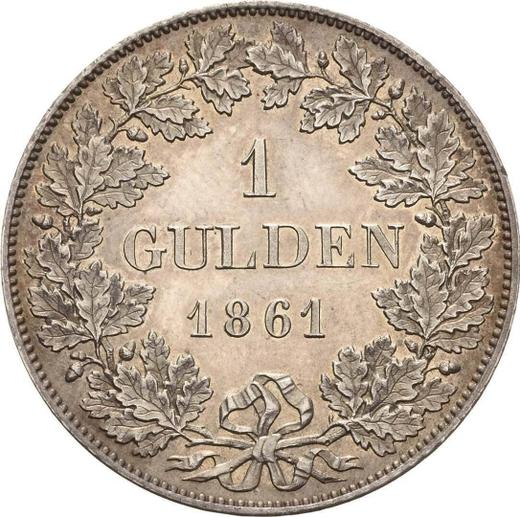 Реверс монеты - 1 гульден 1861 года - цена серебряной монеты - Бавария, Максимилиан II