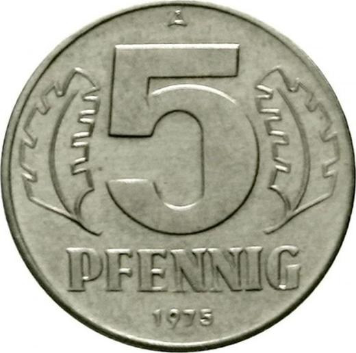 Аверс монеты - 5 пфеннигов 1975 года A Хромистая сталь - цена  монеты - Германия, ГДР