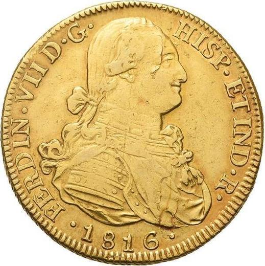 Anverso 8 escudos 1816 So FJ - valor de la moneda de oro - Chile, Fernando VII