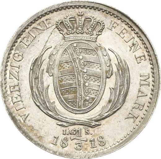 Реверс монеты - 1/3 талера 1818 года I.G.S. - цена серебряной монеты - Саксония-Альбертина, Фридрих Август I