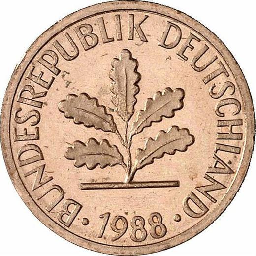 Reverso 1 Pfennig 1988 G - valor de la moneda  - Alemania, RFA