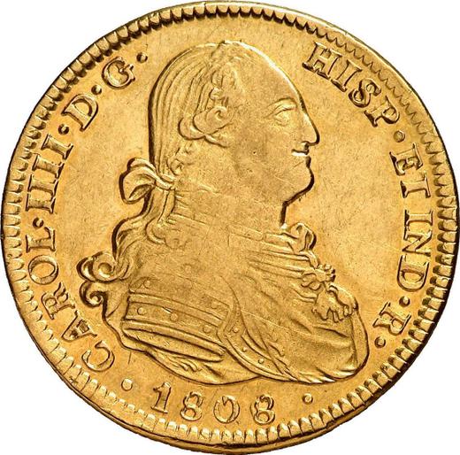 Аверс монеты - 4 эскудо 1808 года Mo TH - цена золотой монеты - Мексика, Карл IV